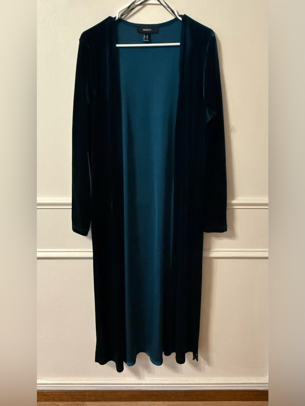 Forever 21+ Teal Velvet Duster